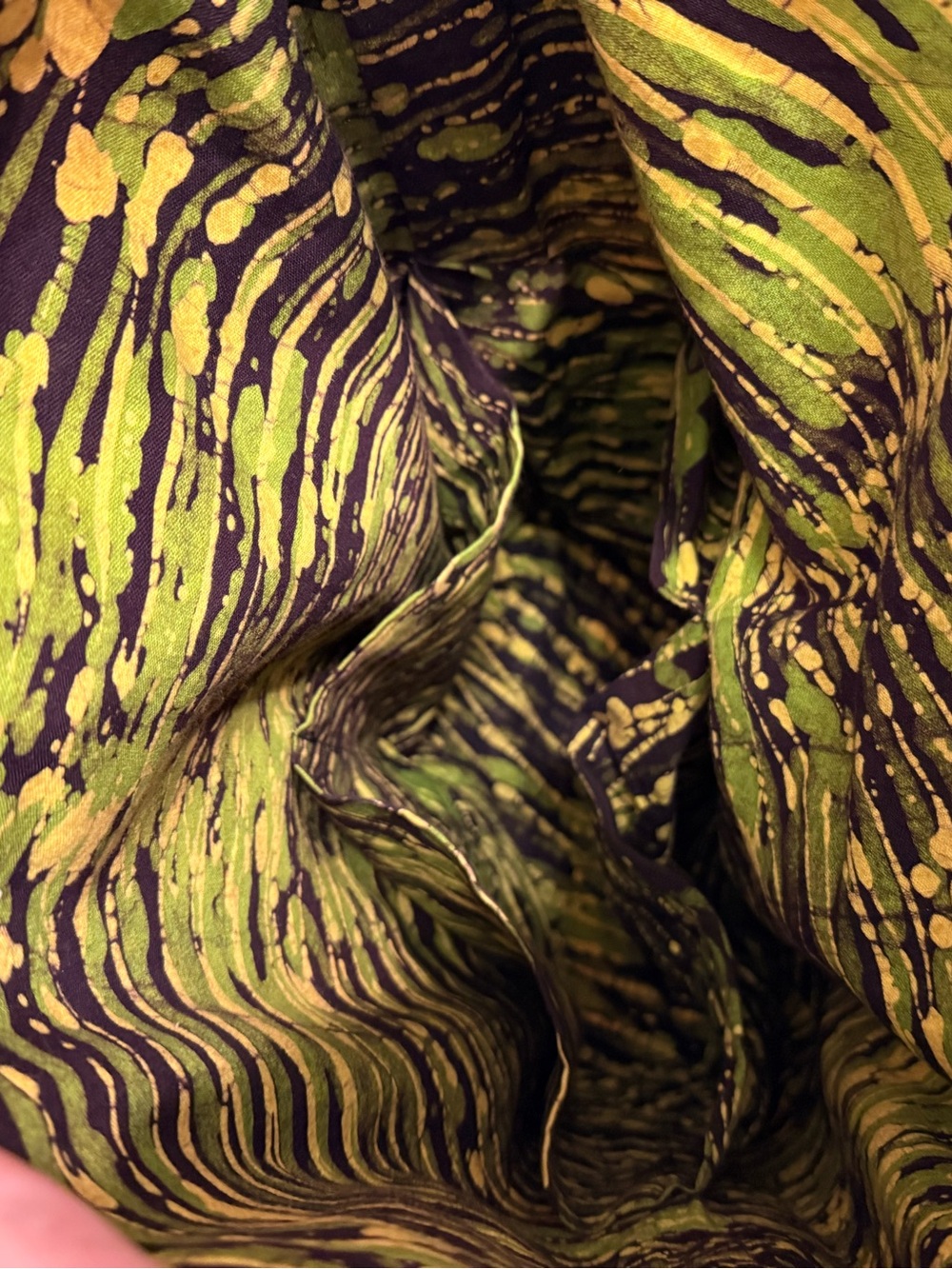 African Green Yellow and Black Print Bucket Bag - Picture 4 of 5